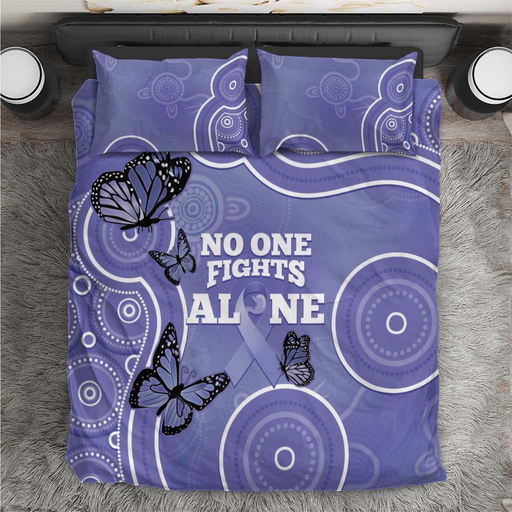 Australia Stomach Cancer Awareness Bedding Set No One Fights Alone Aboriginal Art