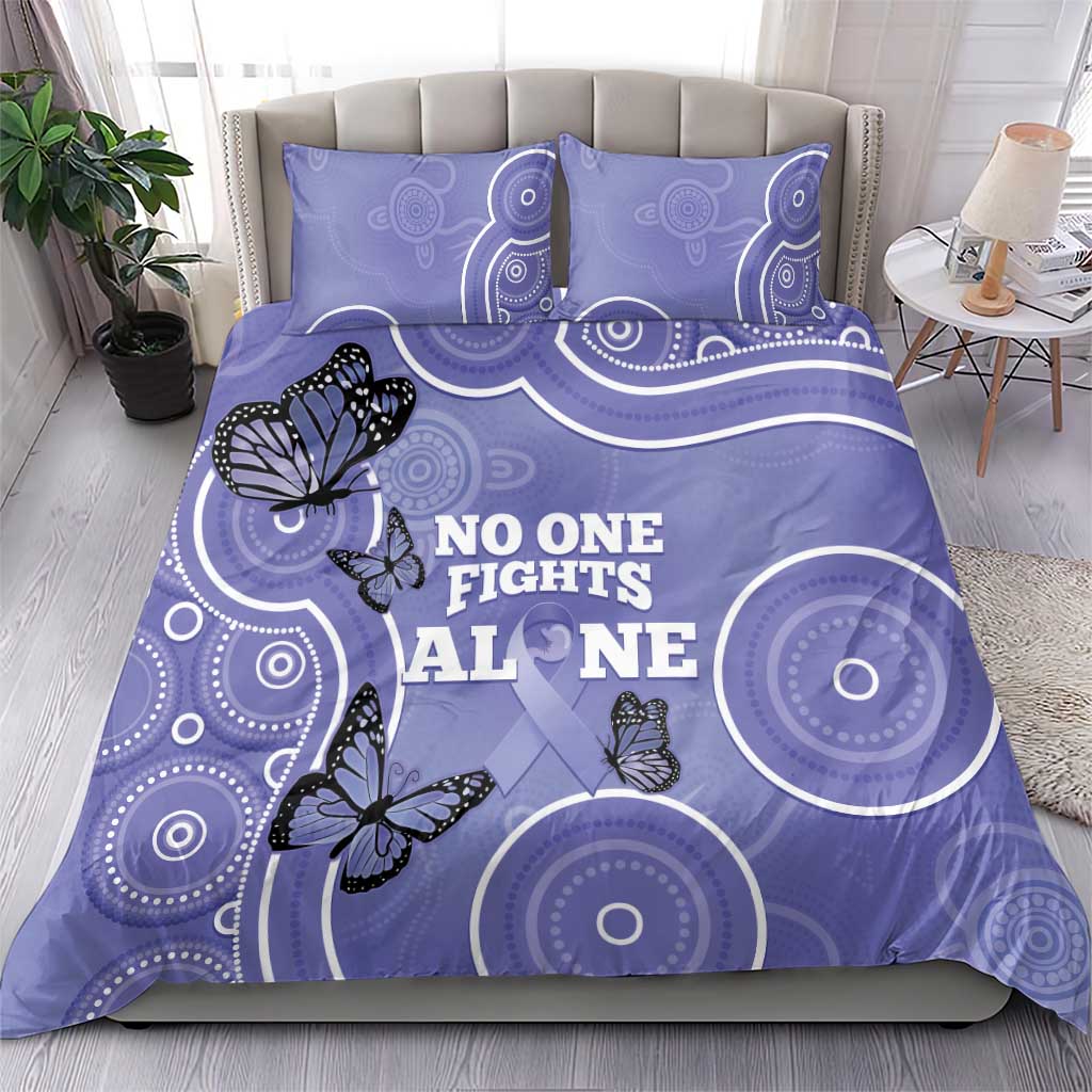 Australia Stomach Cancer Awareness Bedding Set No One Fights Alone Aboriginal Art