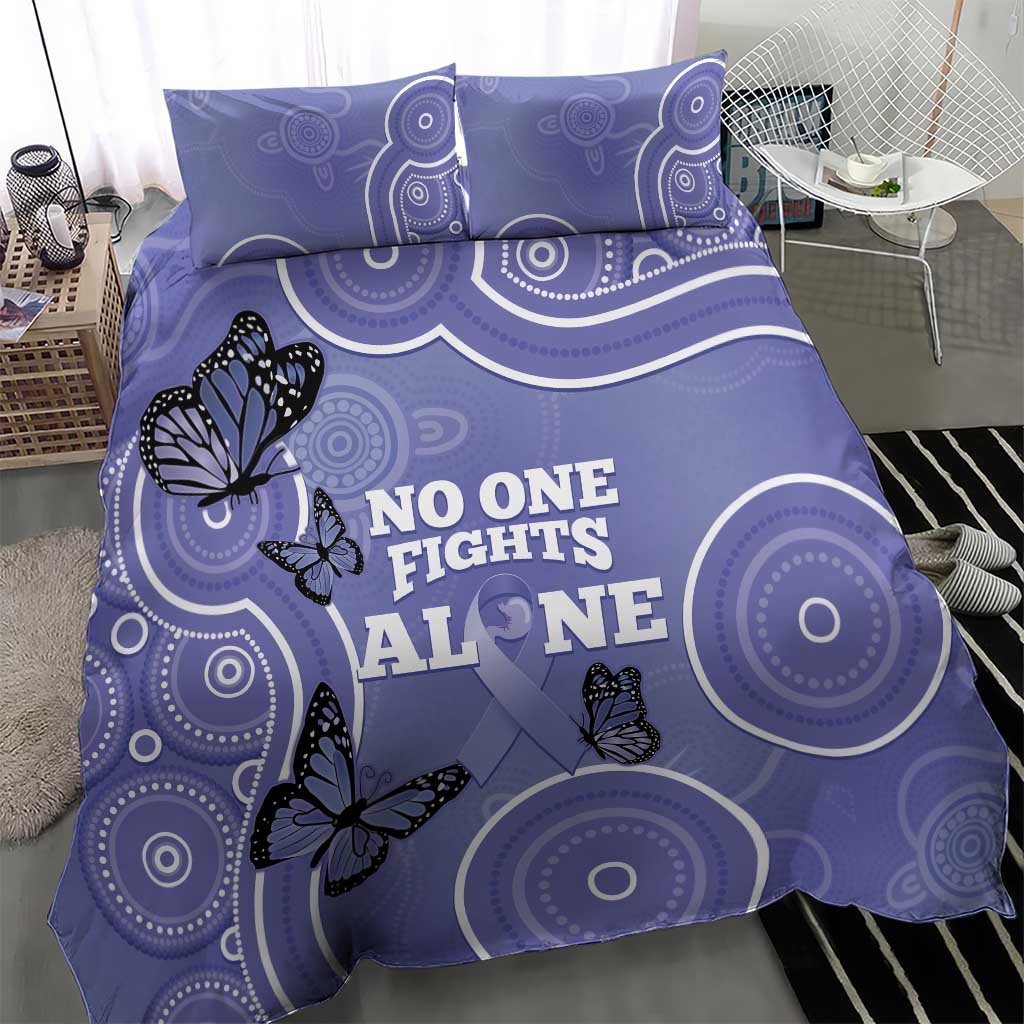 Australia Stomach Cancer Awareness Bedding Set No One Fights Alone Aboriginal Art