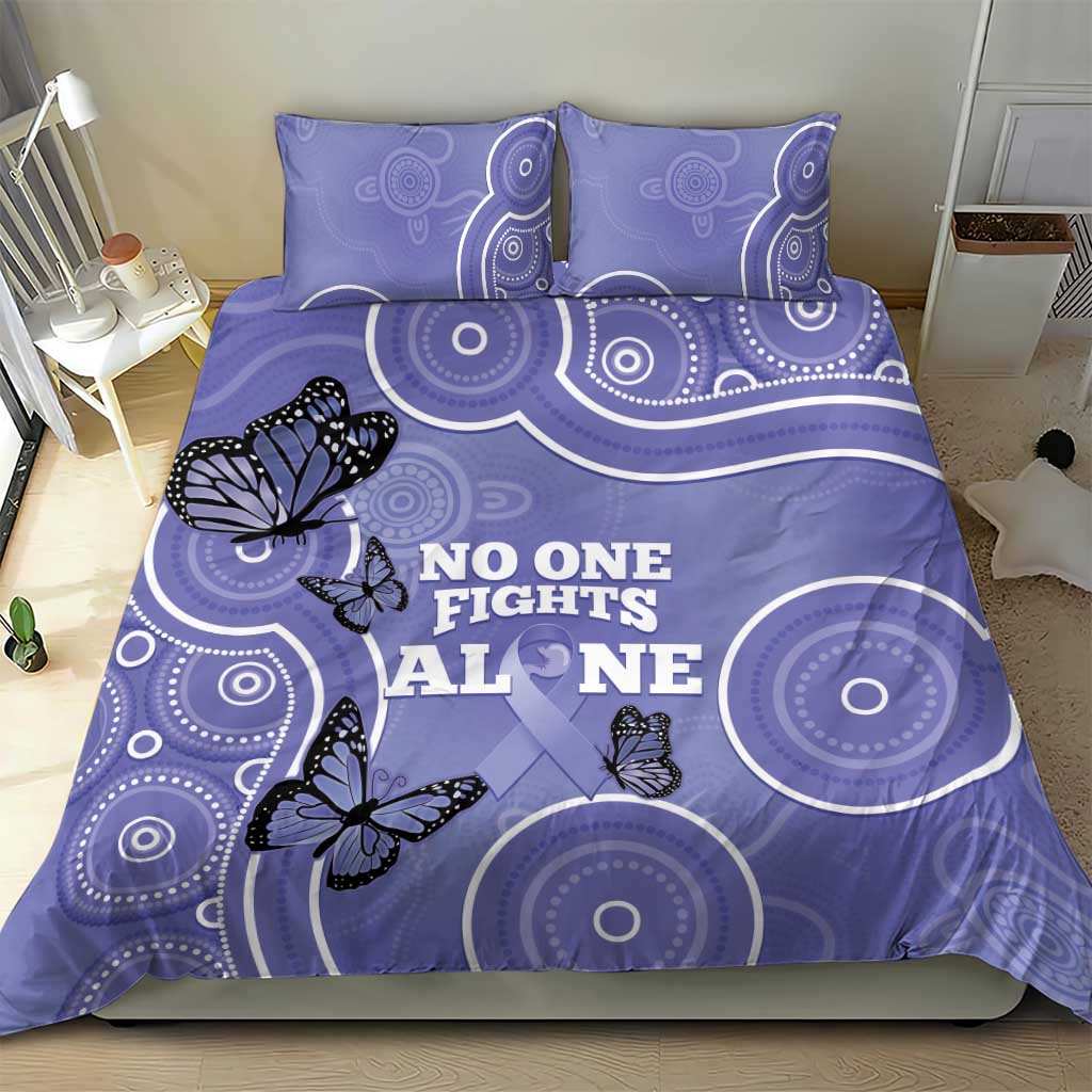 Australia Stomach Cancer Awareness Bedding Set No One Fights Alone Aboriginal Art