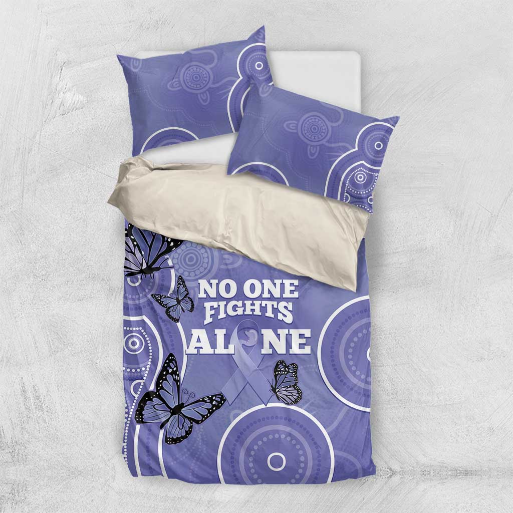 Australia Stomach Cancer Awareness Bedding Set No One Fights Alone Aboriginal Art