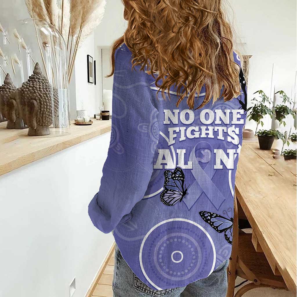 Australia Stomach Cancer Awareness Women Casual Shirt No One Fights Alone Aboriginal Art