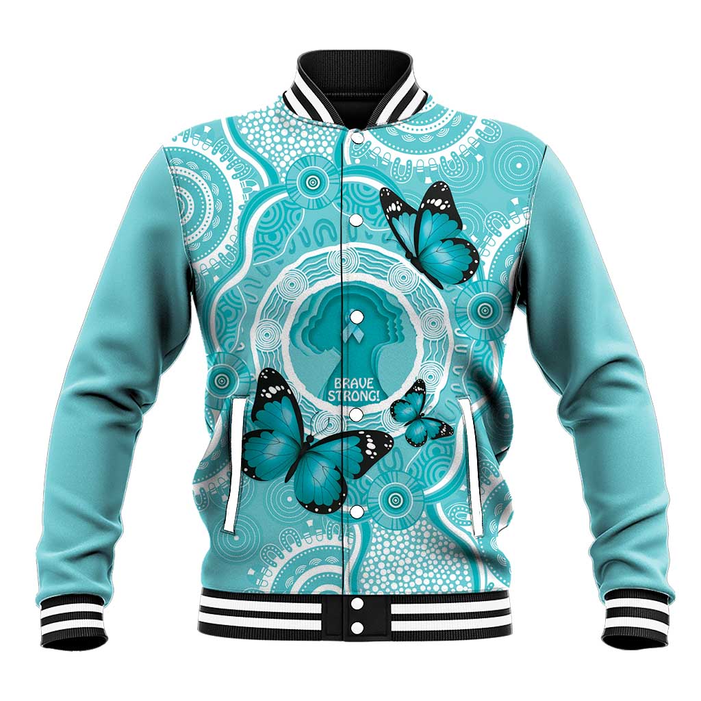 Australia Cervical Cancer Awareness Month Baseball Jacket Brave Strong Butterfly Aboriginal Art