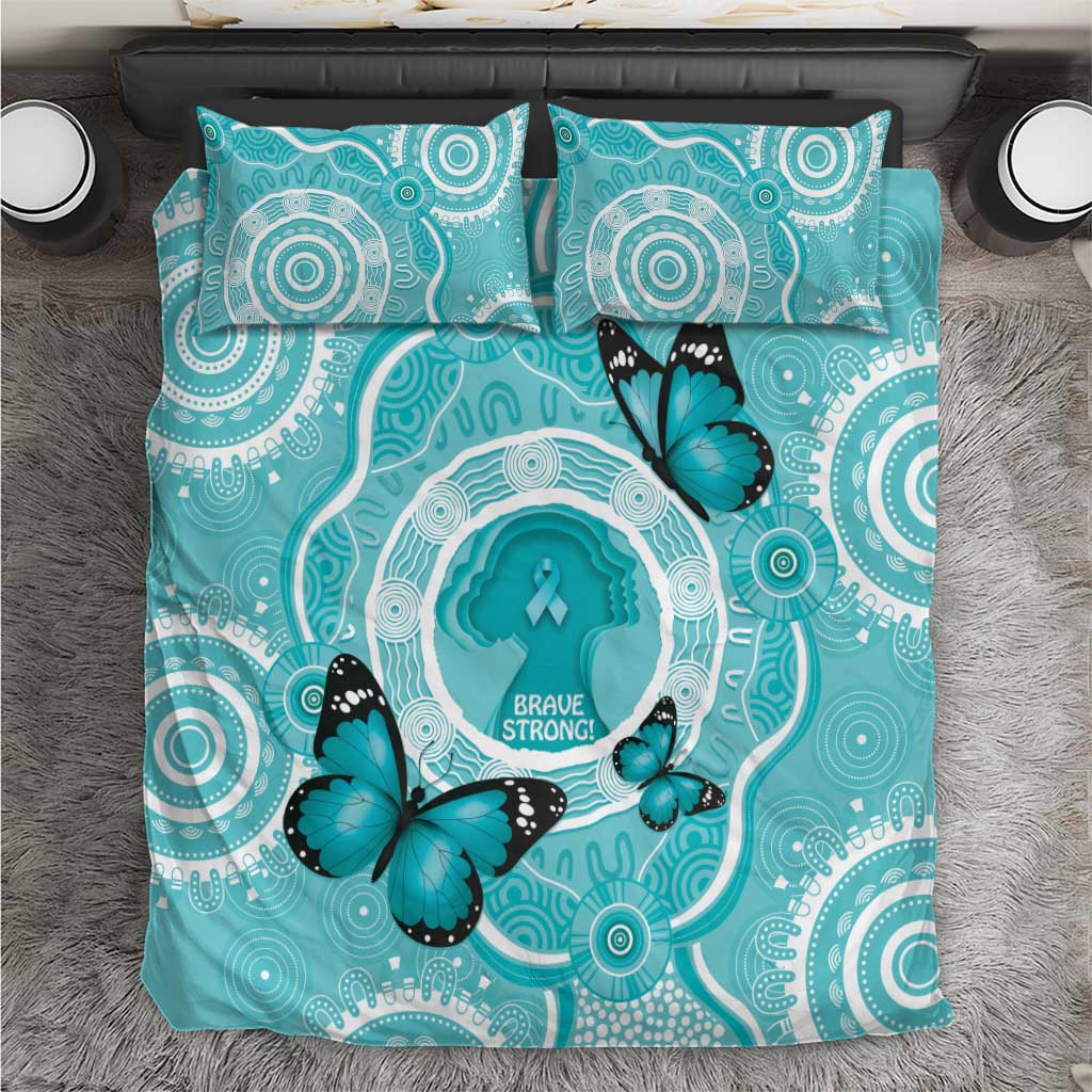 Australia Cervical Cancer Awareness Month Bedding Set Brave Strong Butterfly Aboriginal Art