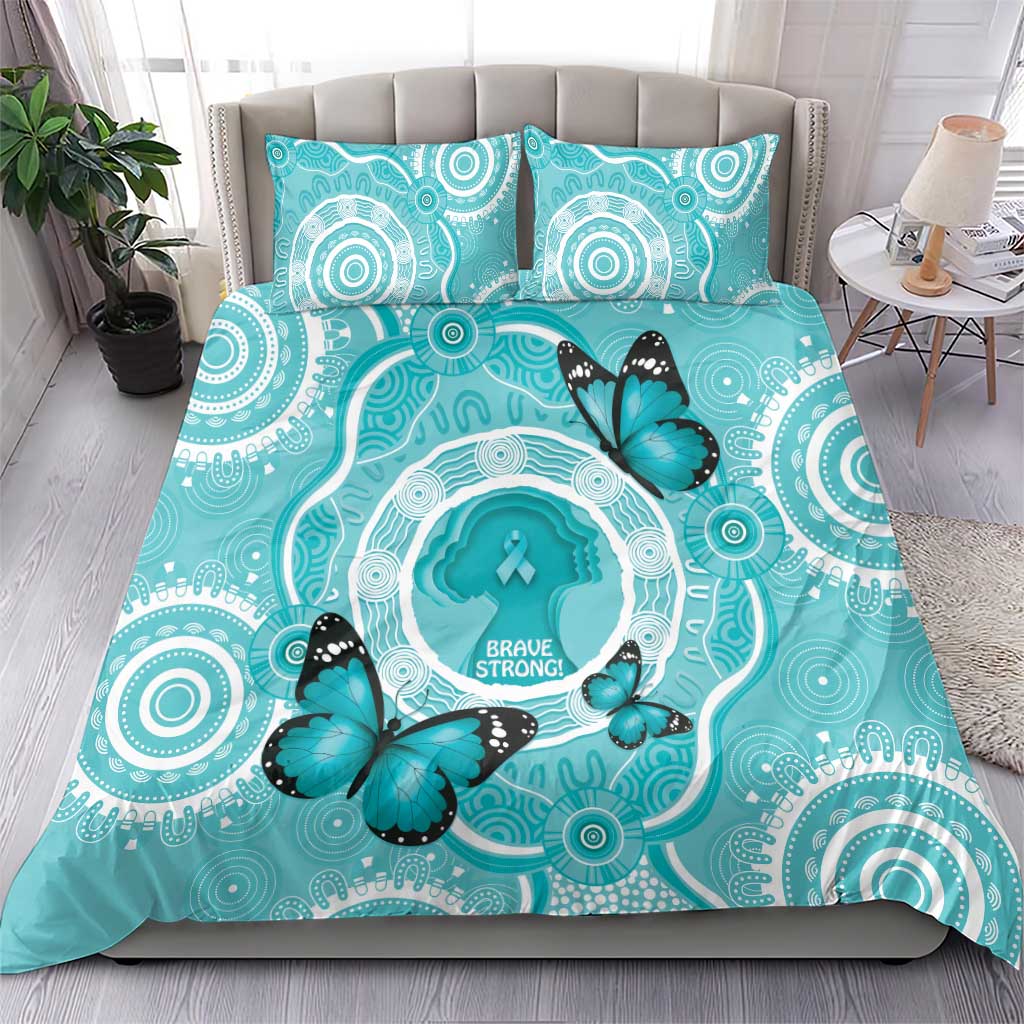 Australia Cervical Cancer Awareness Month Bedding Set Brave Strong Butterfly Aboriginal Art