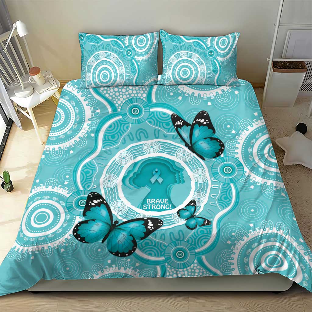 Australia Cervical Cancer Awareness Month Bedding Set Brave Strong Butterfly Aboriginal Art