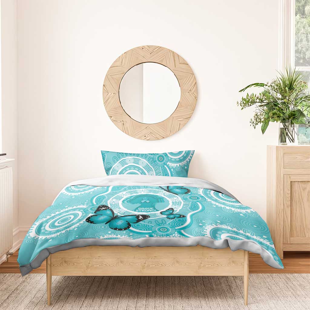 Australia Cervical Cancer Awareness Month Bedding Set Brave Strong Butterfly Aboriginal Art