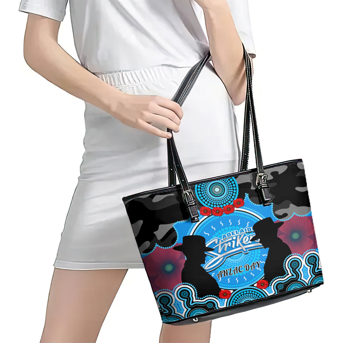 adelaide-strikers-anzac-2024-leather-tote-bag-lest-we-forget-poppy-mix-camouflage