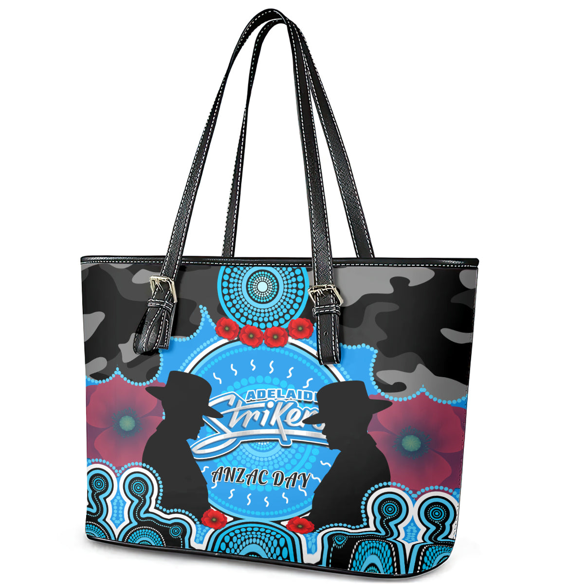 adelaide-strikers-anzac-2024-leather-tote-bag-lest-we-forget-poppy-mix-camouflage