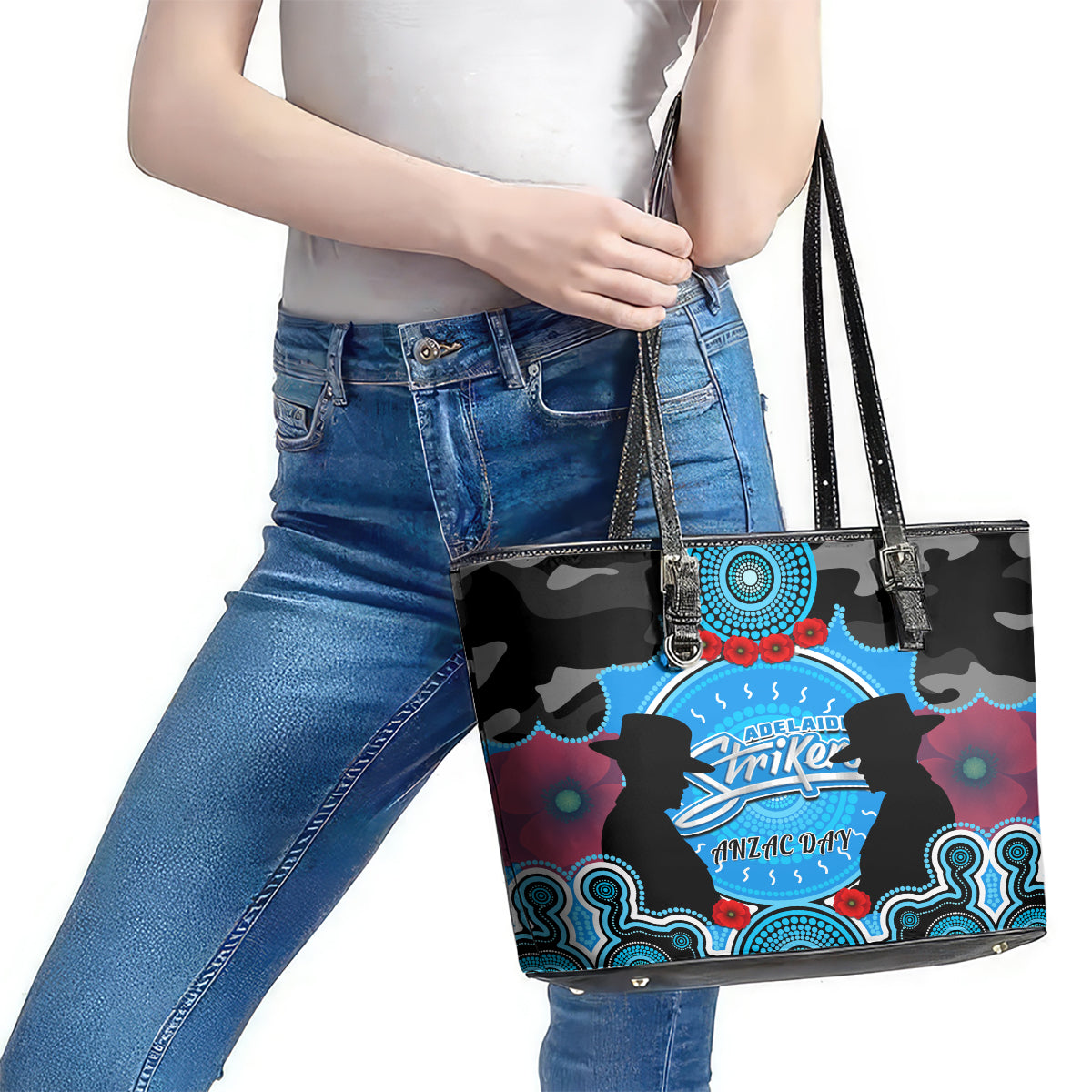 adelaide-strikers-anzac-2024-leather-tote-bag-lest-we-forget-poppy-mix-camouflage