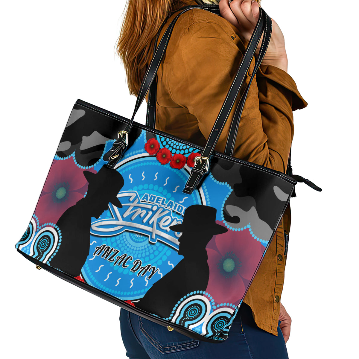 adelaide-strikers-anzac-2024-leather-tote-bag-lest-we-forget-poppy-mix-camouflage