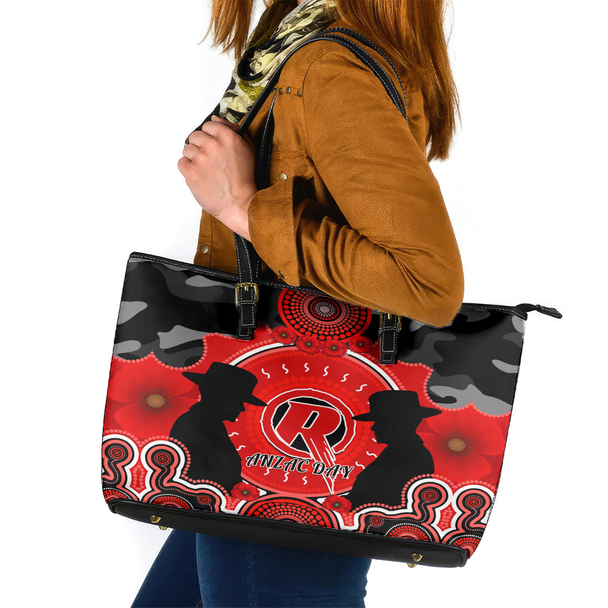 melbourne-renegades-anzac-2024-leather-tote-bag-lest-we-forget-poppy-mix-camouflage