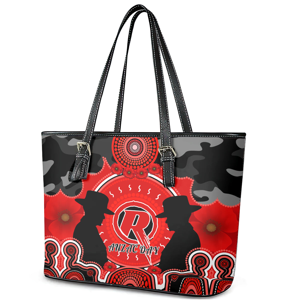 melbourne-renegades-anzac-2024-leather-tote-bag-lest-we-forget-poppy-mix-camouflage