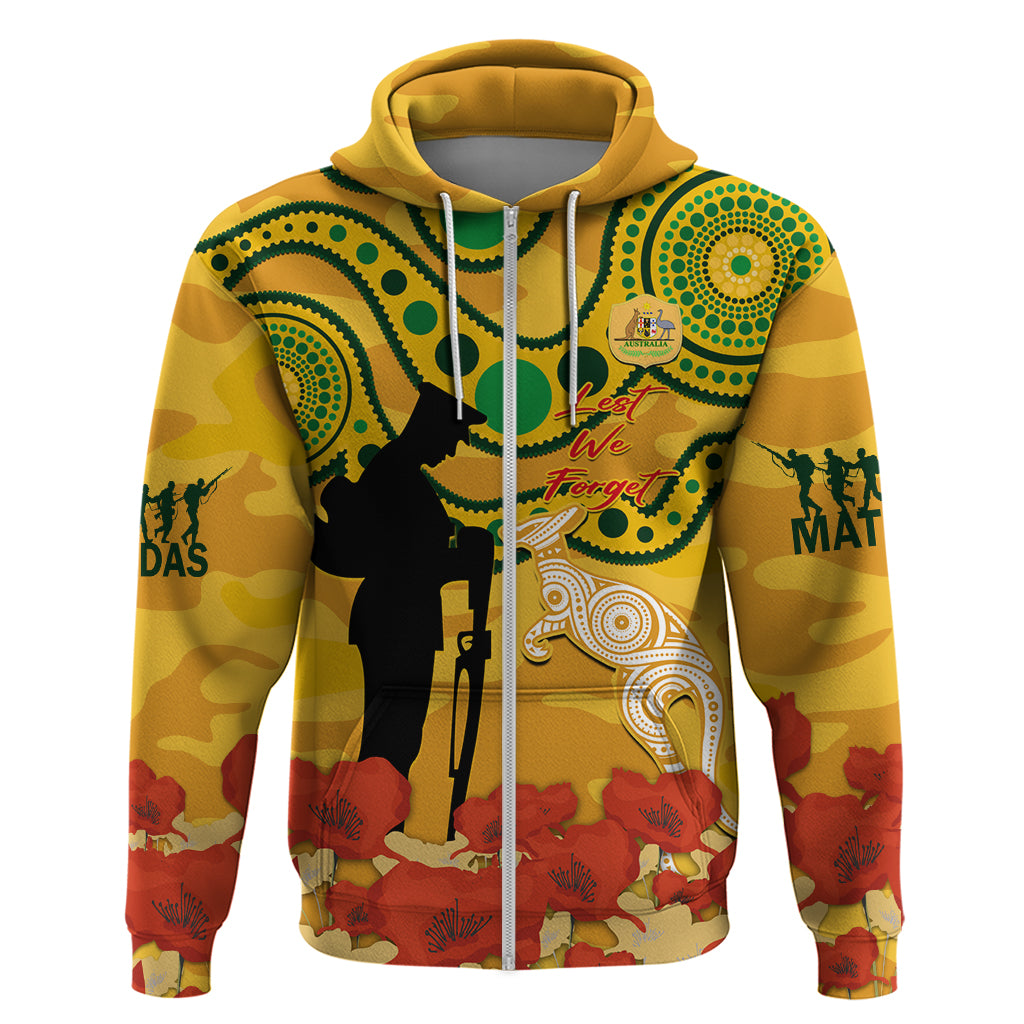 Custom Matildas ANZAC Day Hoodie Lest We Forget Poppies Mix Camouflage Gold