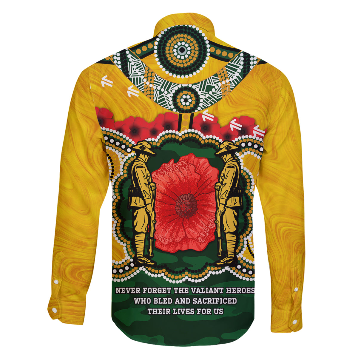 Matildas ANZAC Day 2024 Family Matching Long Sleeve Bodycon Dress and Hawaiian Shirt Australian Army We Will Remember Them Aboriginal Art