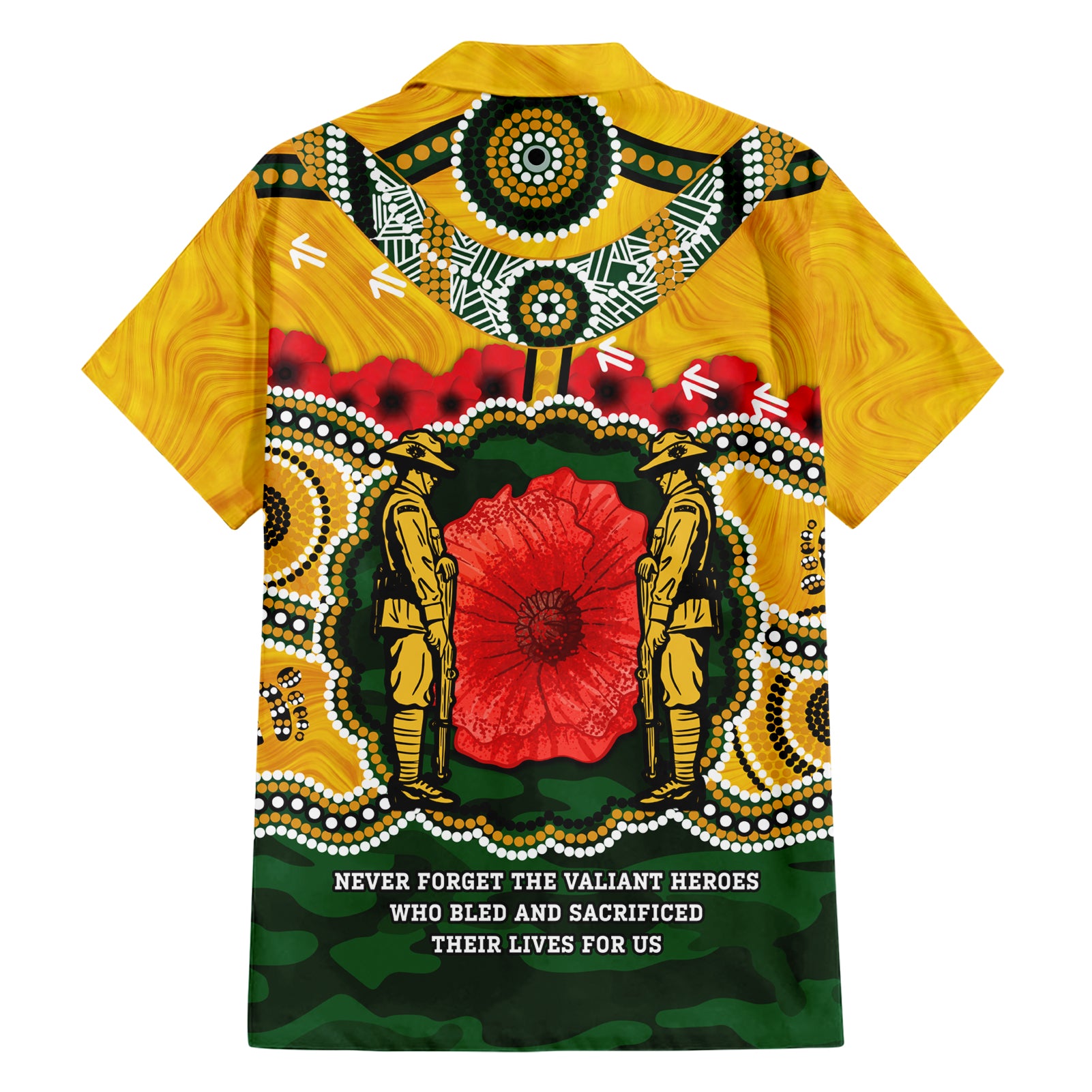 Matildas ANZAC Day 2024 Family Matching Short Sleeve Bodycon Dress and Hawaiian Shirt Australian Army We Will Remember Them Aboriginal Art