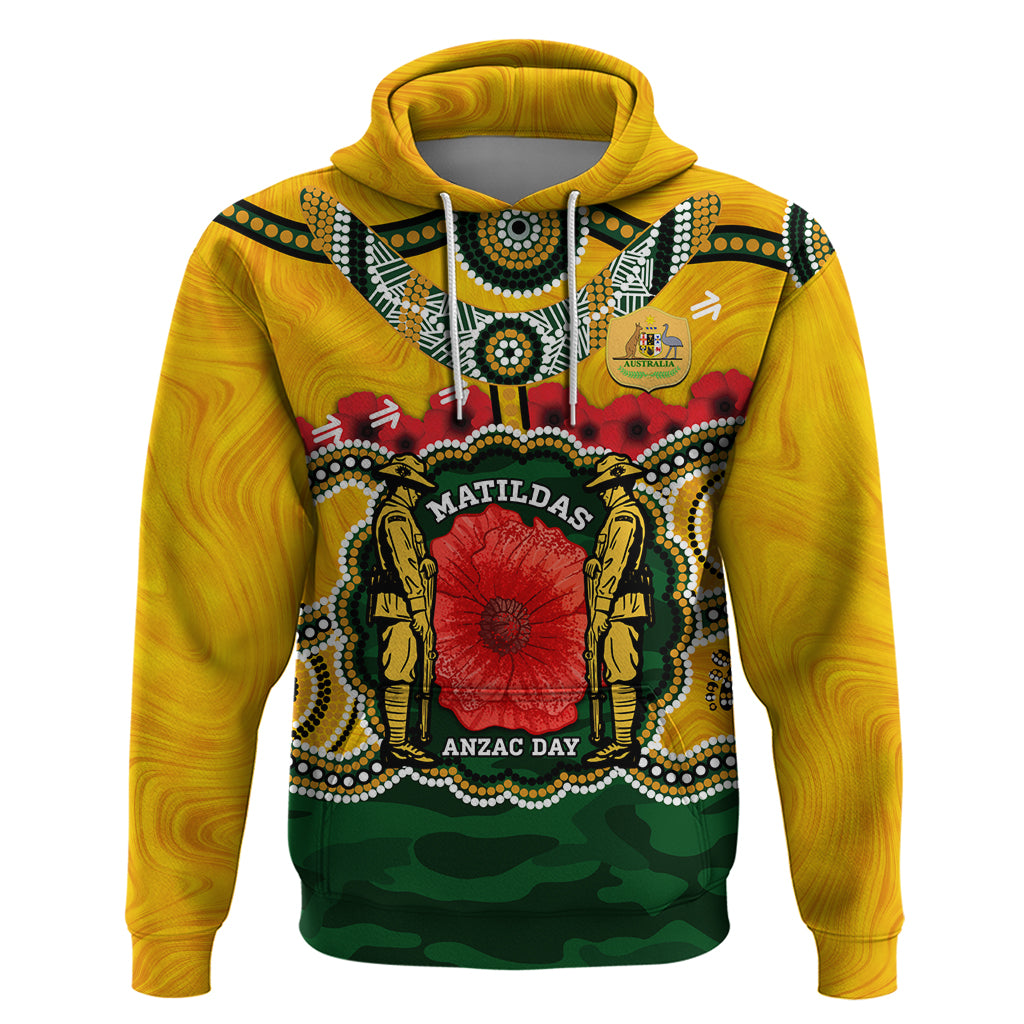 Matildas ANZAC Day 2024 Hoodie Australian Army We Will Remember Them Aboriginal Art