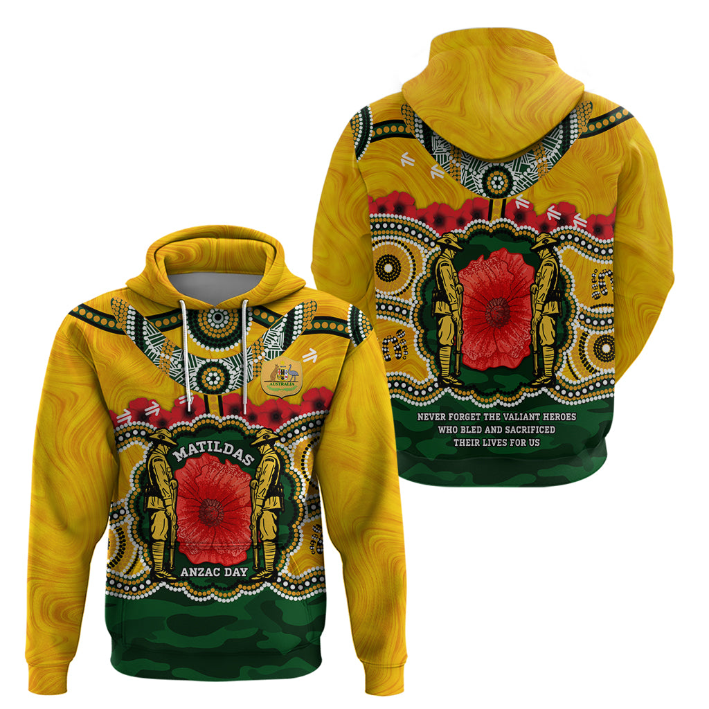 Matildas ANZAC Day 2024 Hoodie Australian Army We Will Remember Them Aboriginal Art