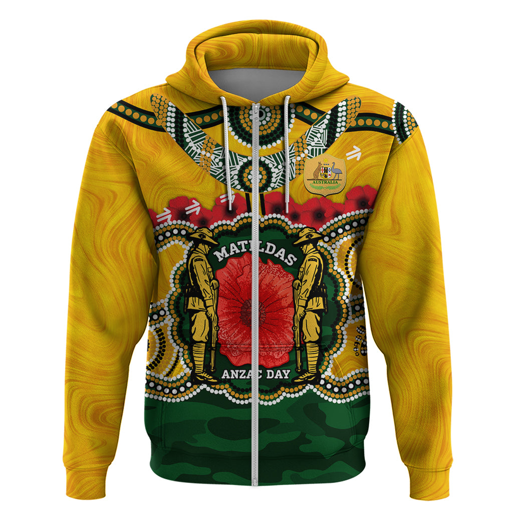 Matildas ANZAC Day 2024 Hoodie Australian Army We Will Remember Them Aboriginal Art