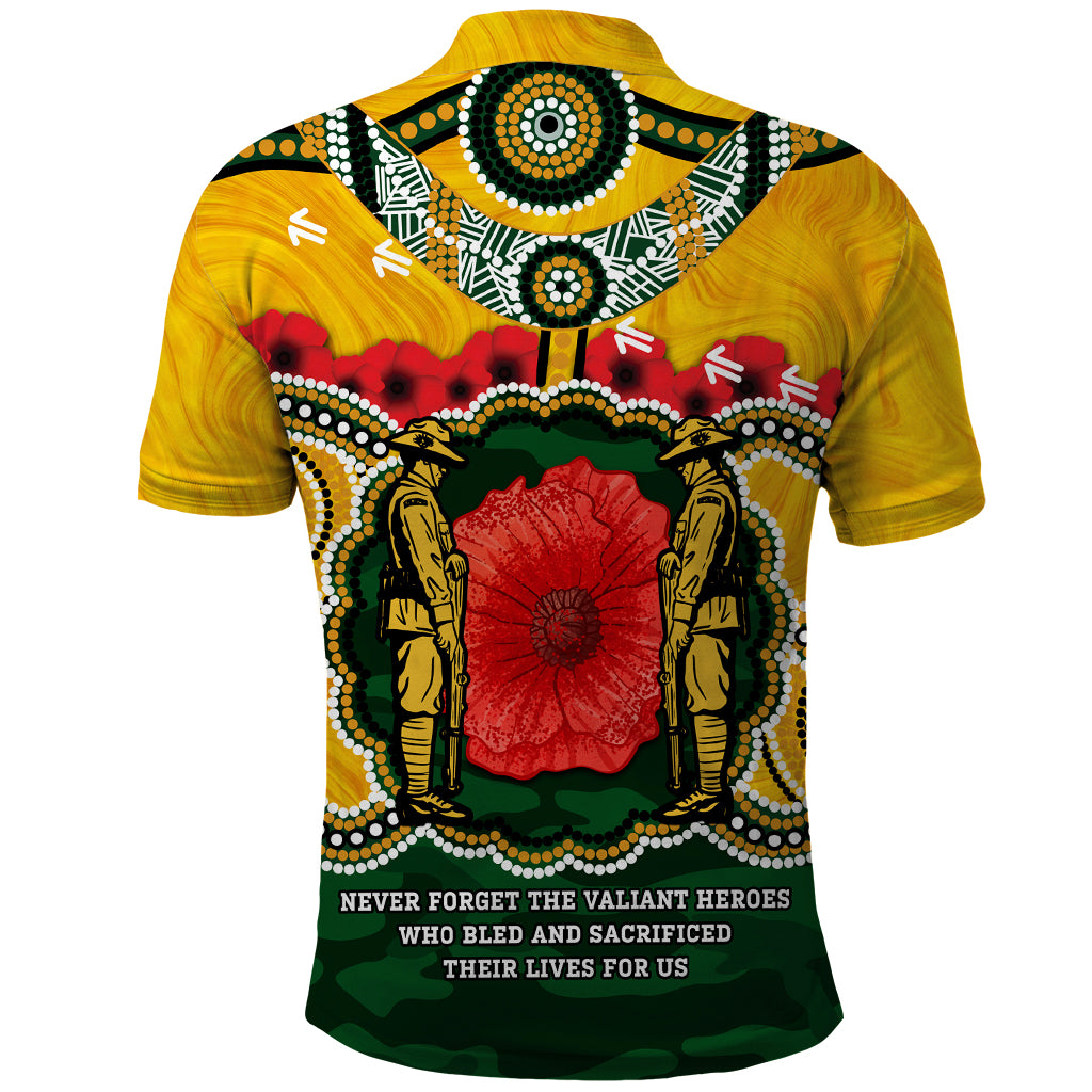 Matildas ANZAC Day 2024 Polo Shirt Australian Army We Will Remember Them Aboriginal Art