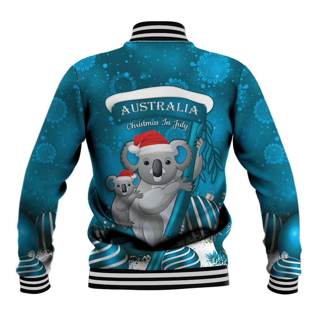 Australia Christmas In July Baseball Jacket Mommy and Baby Koala Santa - Blue