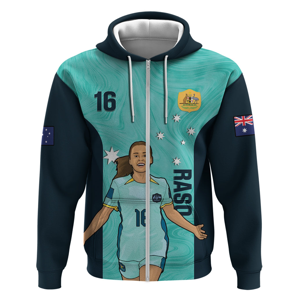 Australia Soccer Hoodie Raso Matildas Turquoise Version