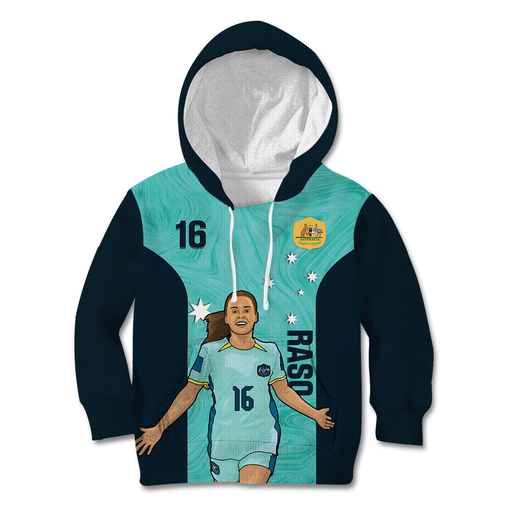 Australia Soccer Kid Hoodie Raso Matildas Turquoise Version