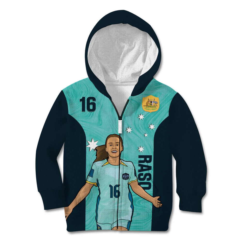 Australia Soccer Kid Hoodie Raso Matildas Turquoise Version