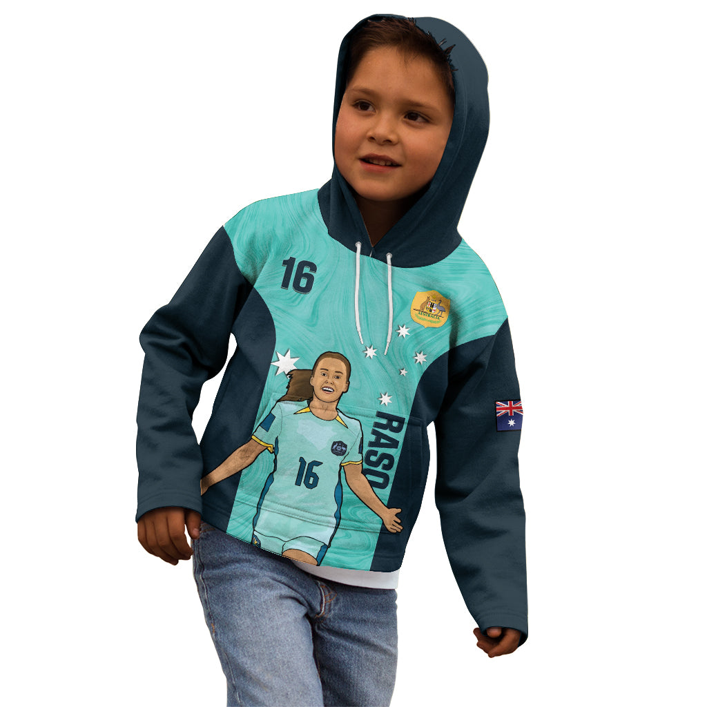 Australia Soccer Kid Hoodie Raso Matildas Turquoise Version