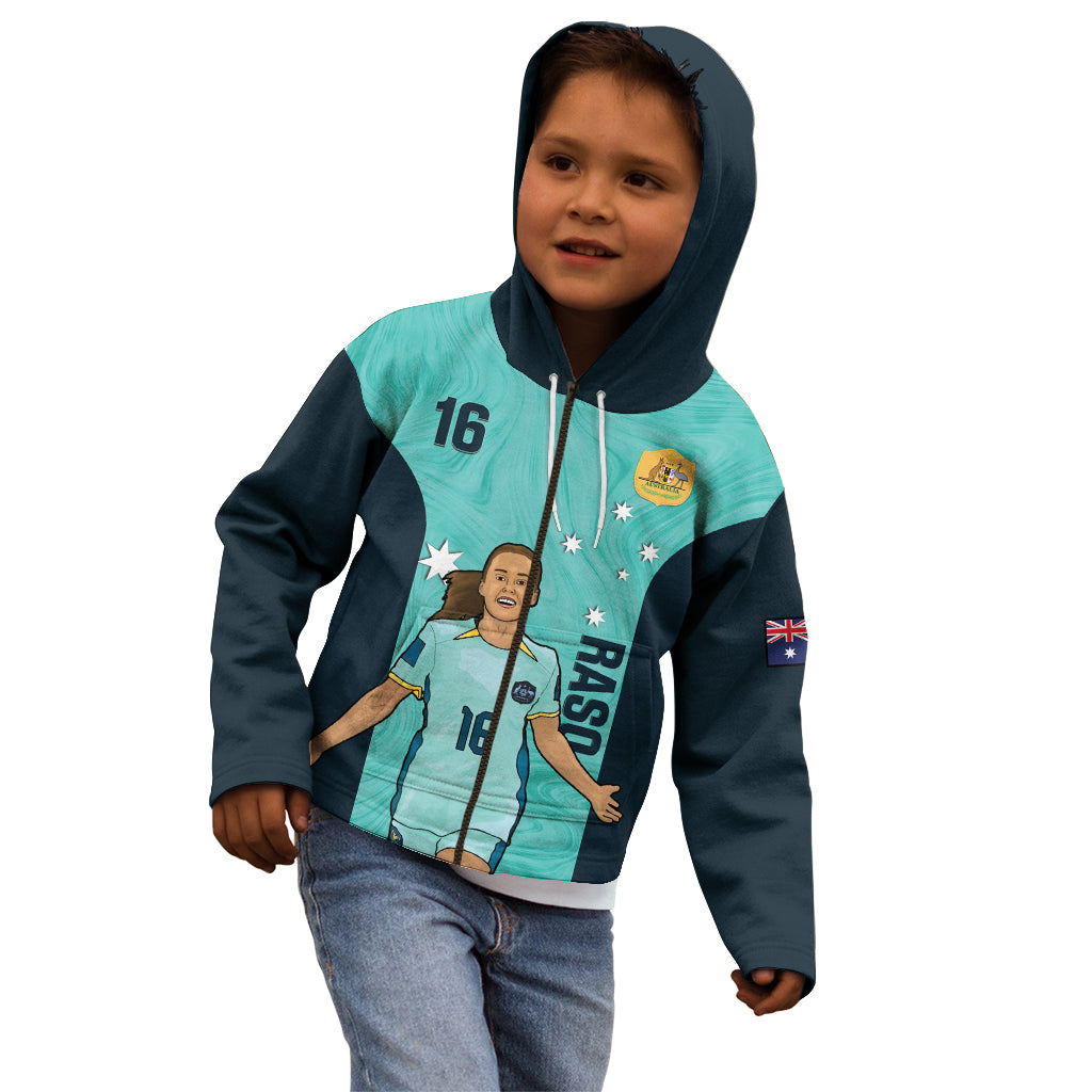 Australia Soccer Kid Hoodie Raso Matildas Turquoise Version