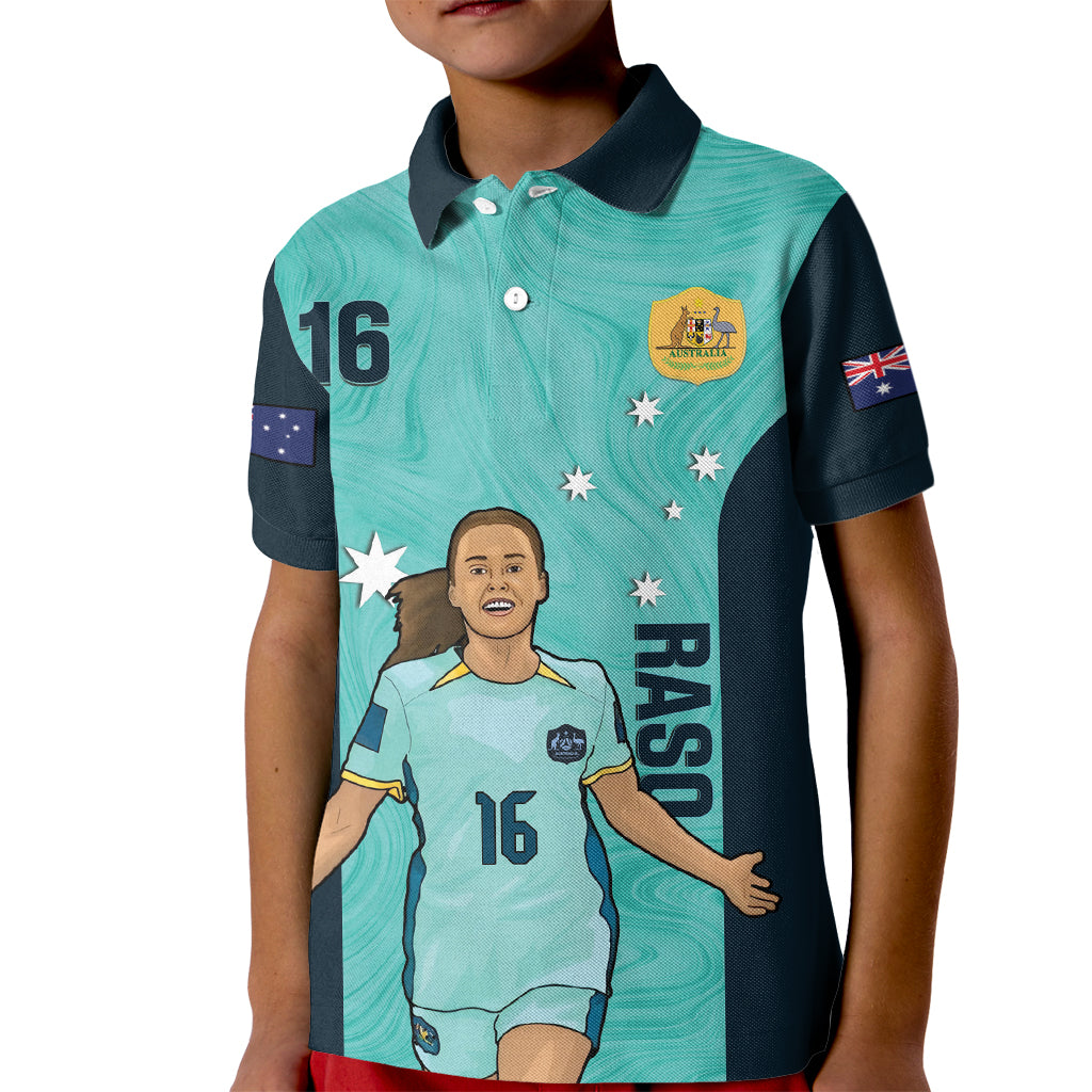 Australia Soccer Kid Polo Shirt Raso Matildas Turquoise Version