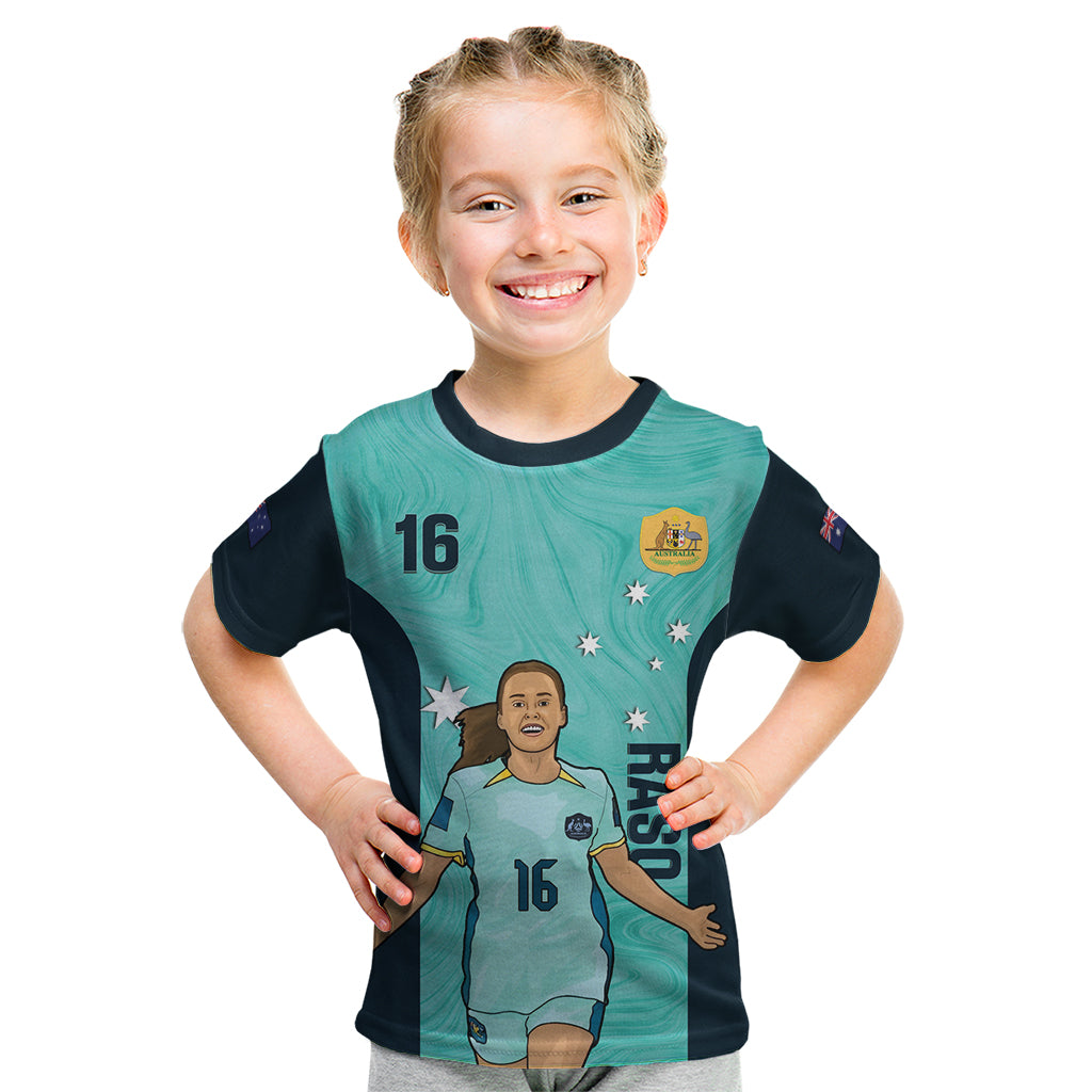 Australia Soccer Kid T Shirt Raso Matildas Turquoise Version