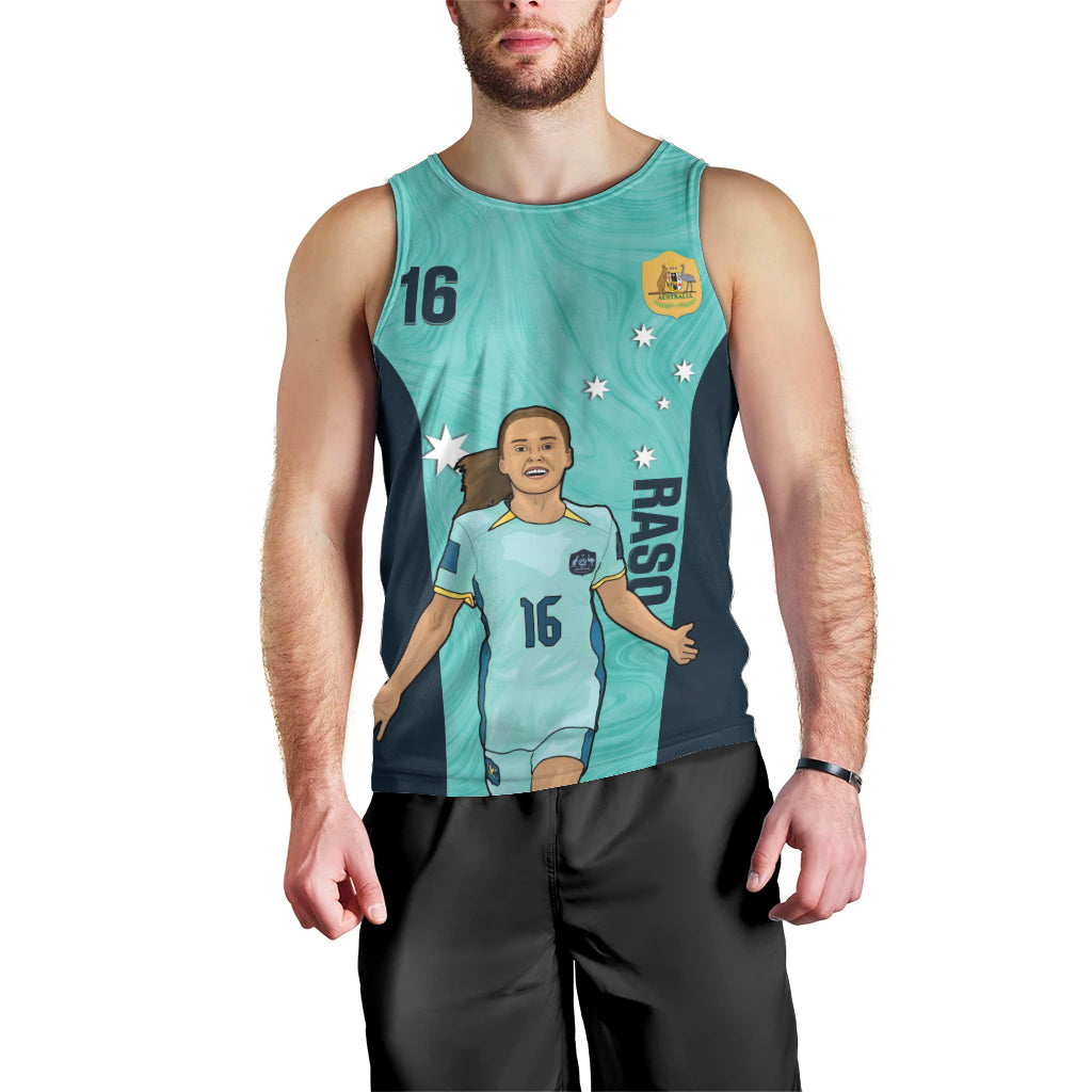 Australia Soccer Men Tank Top Raso Matildas Turquoise Version