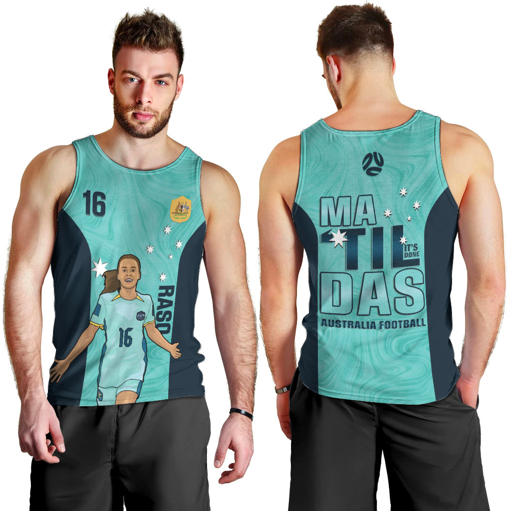 Australia Soccer Men Tank Top Raso Matildas Turquoise Version