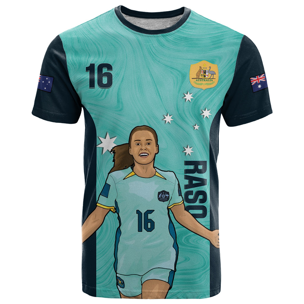 Australia Soccer T Shirt Raso Matildas Turquoise Version