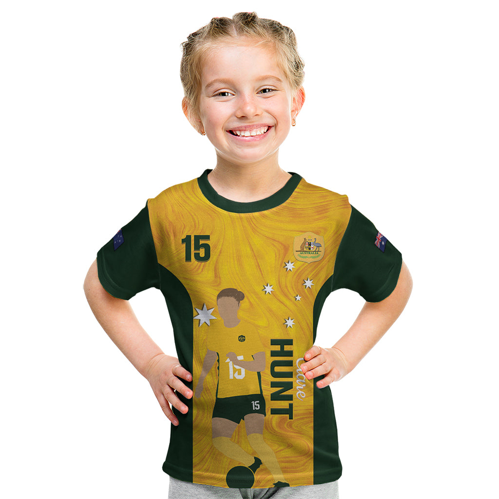 Australia Soccer Kid T Shirt Clare Hunt Matildas Gold Version