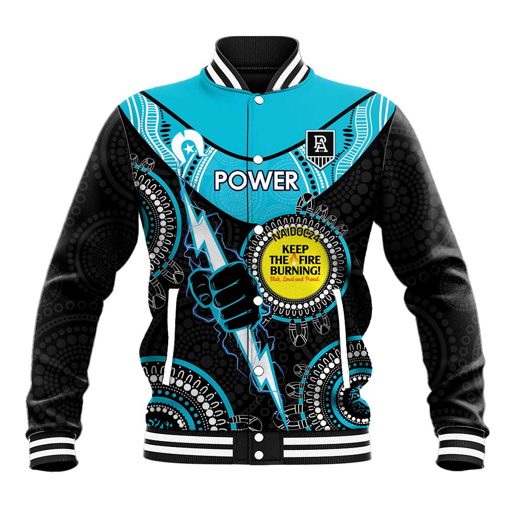 Custom AFL Power NAIDOC Week Baseball Jacket Keep The Fire Burning Indigenous Art