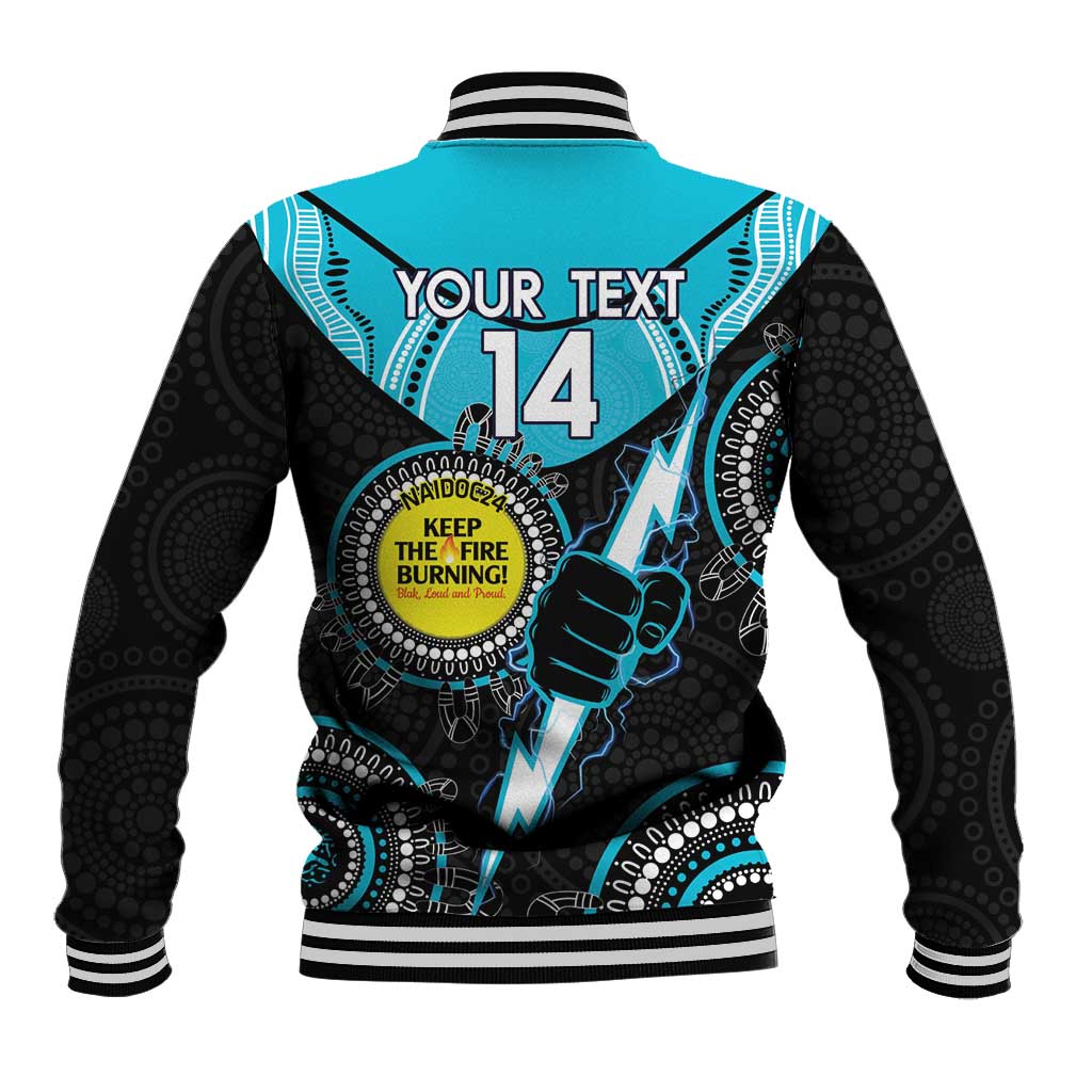 Custom AFL Power NAIDOC Week Baseball Jacket Keep The Fire Burning Indigenous Art