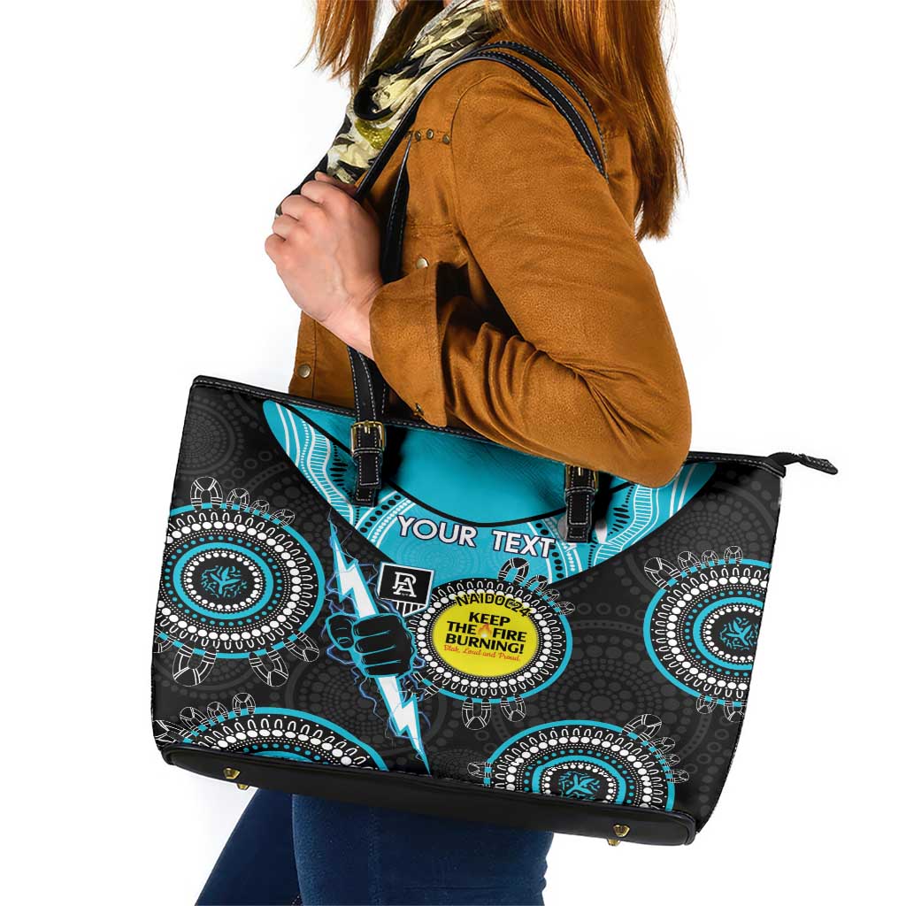 Custom AFL Power NAIDOC Week Leather Tote Bag Keep The Fire Burning Indigenous Art