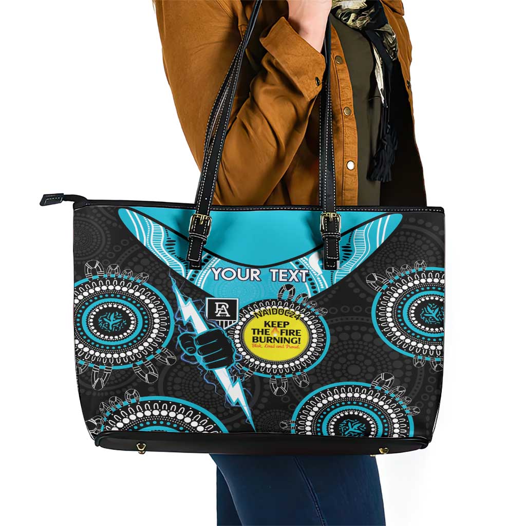 Custom AFL Power NAIDOC Week Leather Tote Bag Keep The Fire Burning Indigenous Art