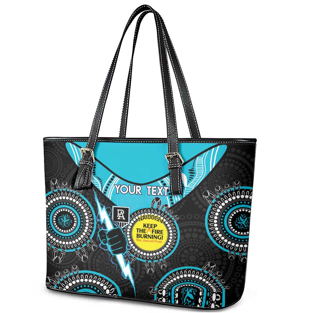 Custom AFL Power NAIDOC Week Leather Tote Bag Keep The Fire Burning Indigenous Art