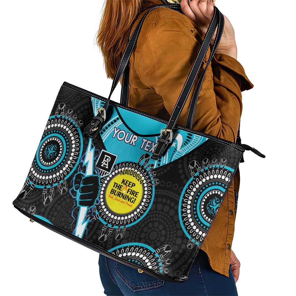 Custom AFL Power NAIDOC Week Leather Tote Bag Keep The Fire Burning Indigenous Art