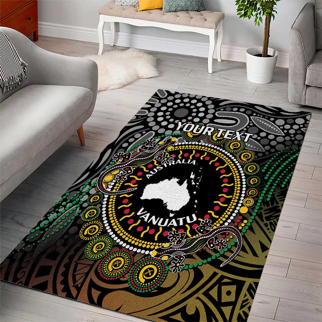 Personalised Australia And Vanuatu Area Rug Aboriginal Lizard Polynesia Ni-Van Pig Tusk