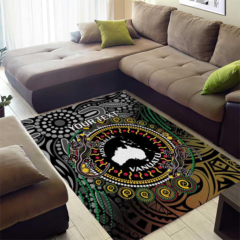 Personalised Australia And Vanuatu Area Rug Aboriginal Lizard Polynesia Ni-Van Pig Tusk