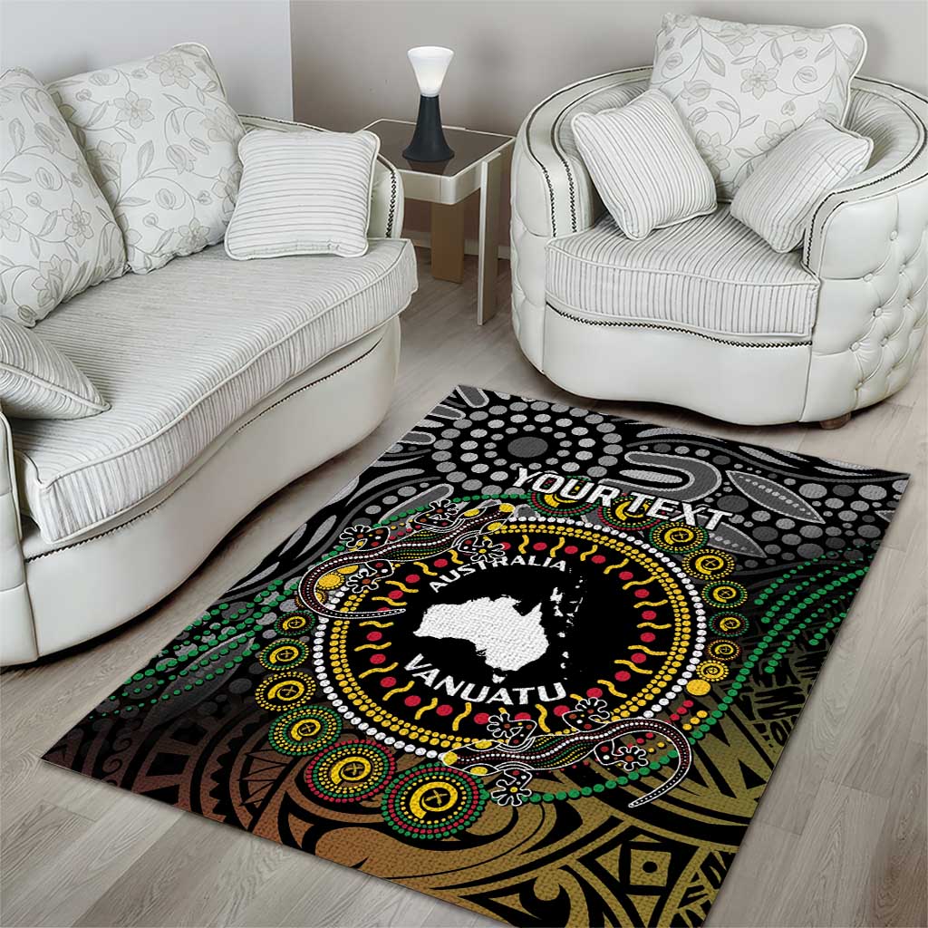 Personalised Australia And Vanuatu Area Rug Aboriginal Lizard Polynesia Ni-Van Pig Tusk