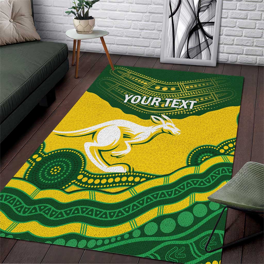 Custom Australia Hockeyroos Area Rug Aussie Kangaroo Indigenous Art