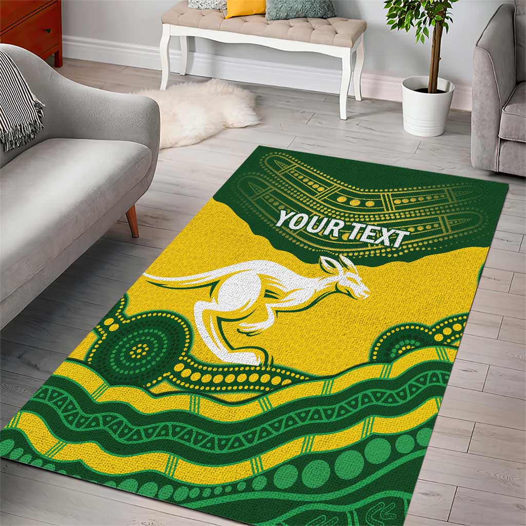 Custom Australia Hockeyroos Area Rug Aussie Kangaroo Indigenous Art