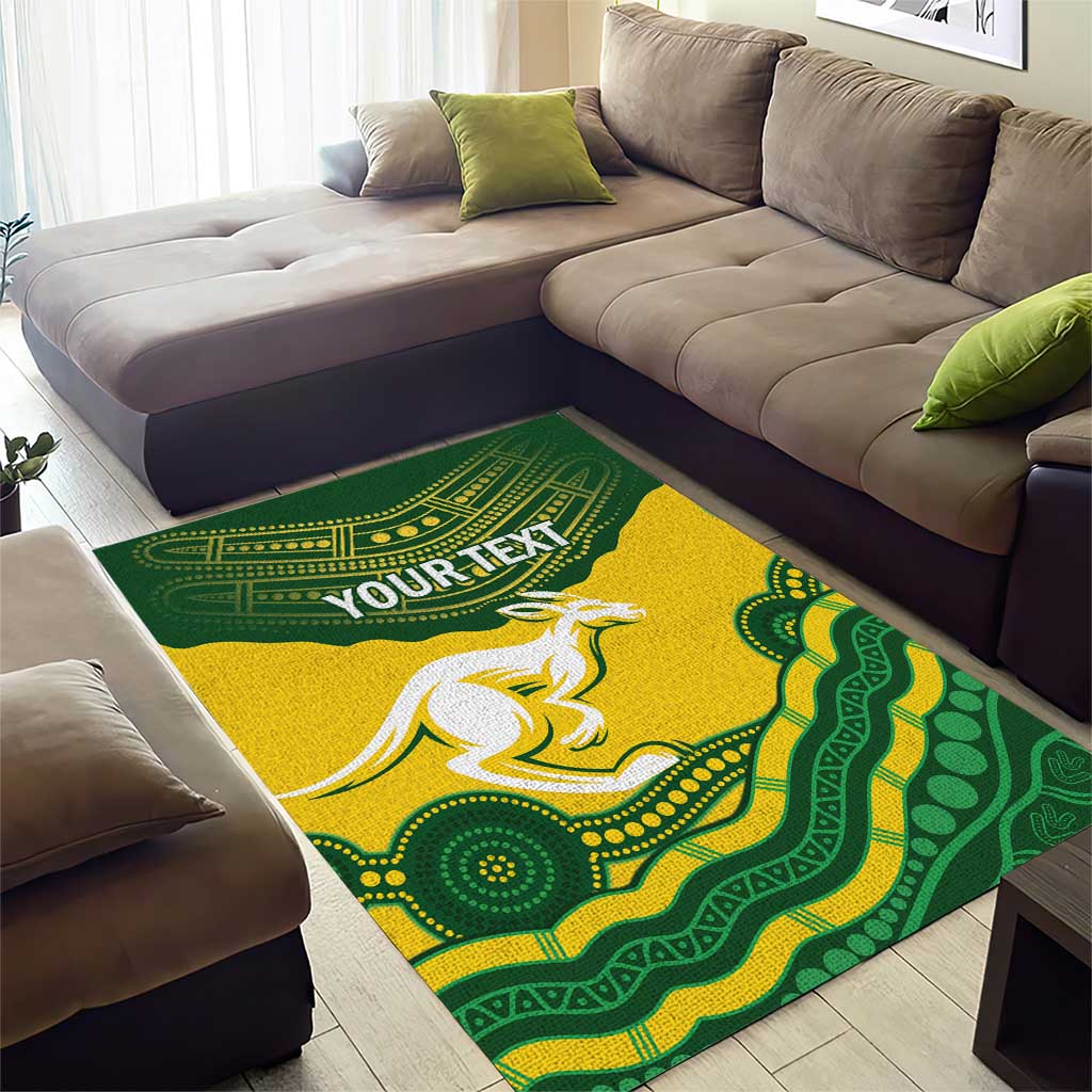 Custom Australia Hockeyroos Area Rug Aussie Kangaroo Indigenous Art