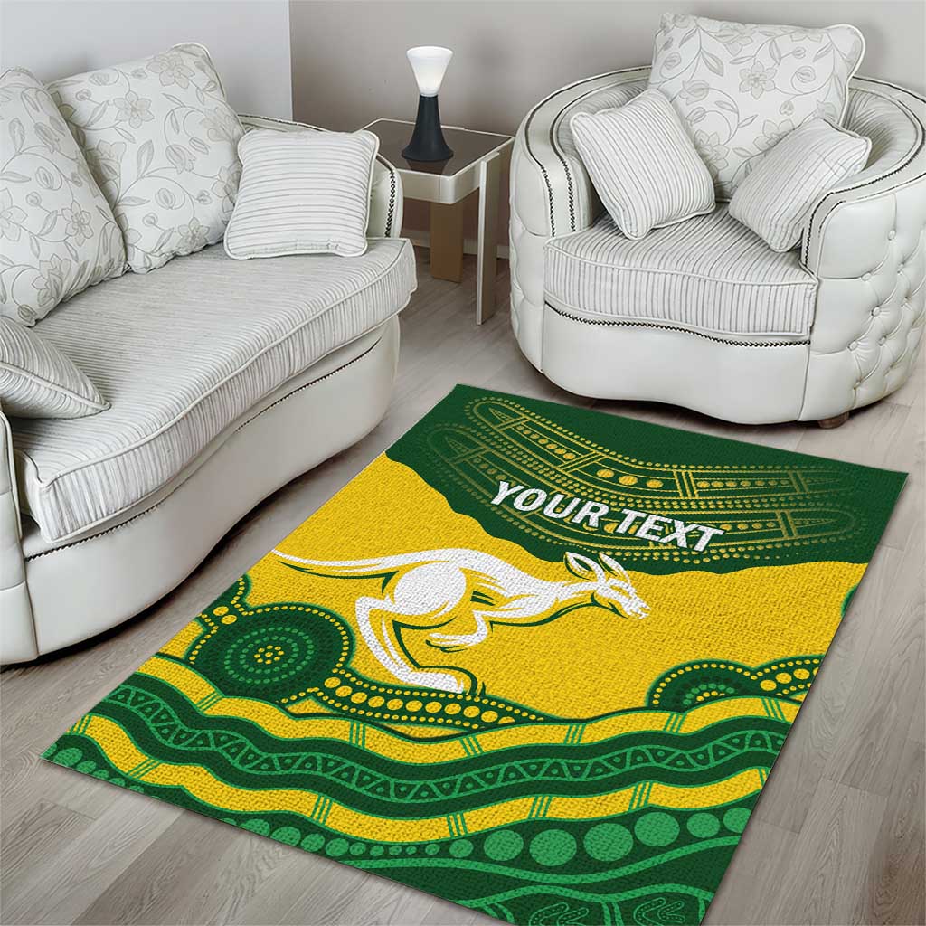 Custom Australia Hockeyroos Area Rug Aussie Kangaroo Indigenous Art