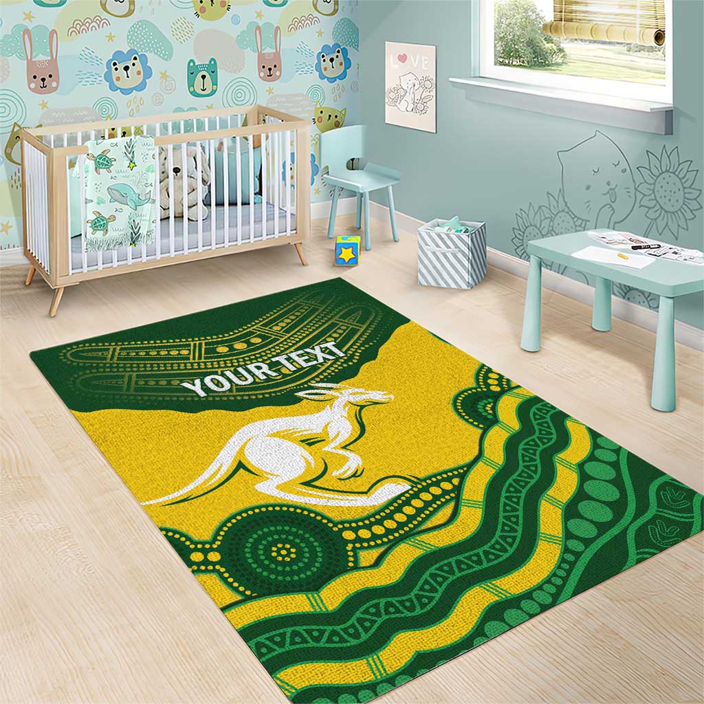 Custom Australia Hockeyroos Area Rug Aussie Kangaroo Indigenous Art